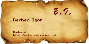 Barber Igor névjegykártya